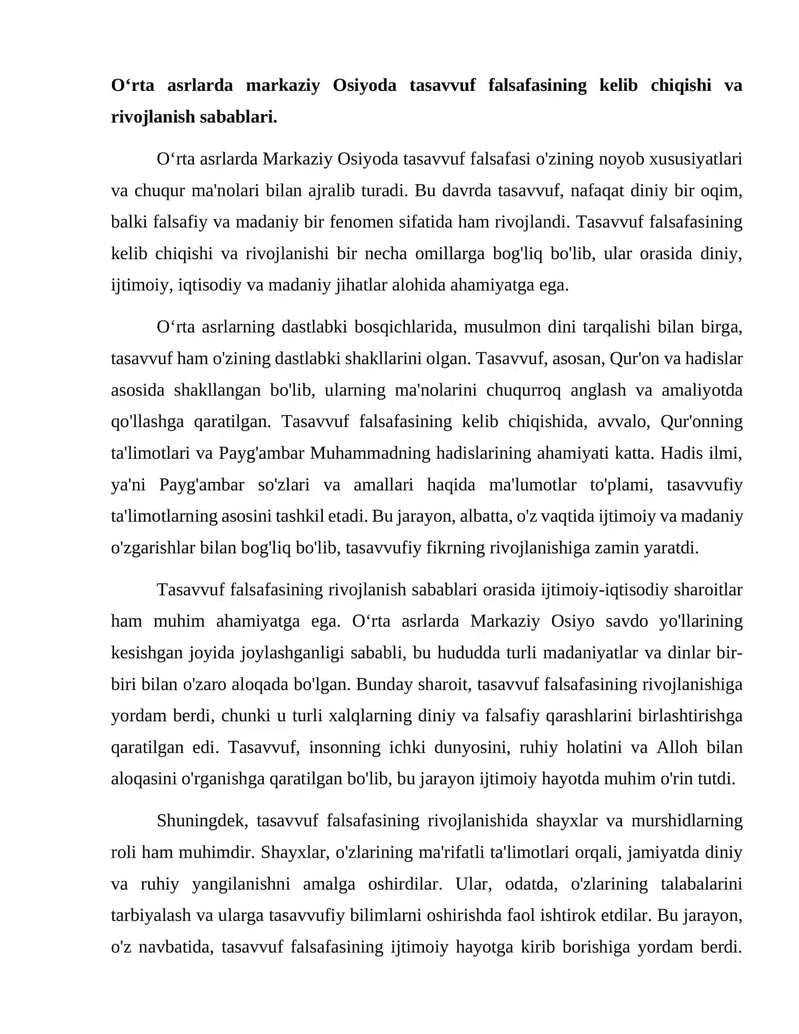 Oʻrta asrlarda markaziy Osiyoda tasavvuf falsafasi va hadis ilmi rivoji 2