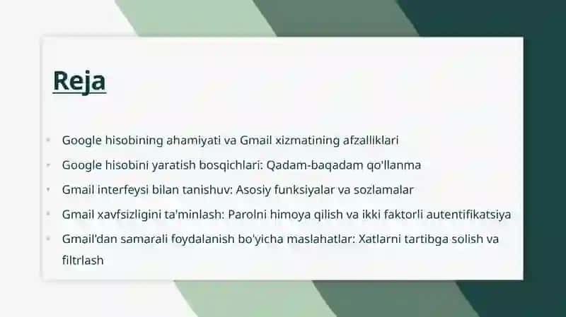 Googleda Hisob Yaratish, Gmail Xizmati 2