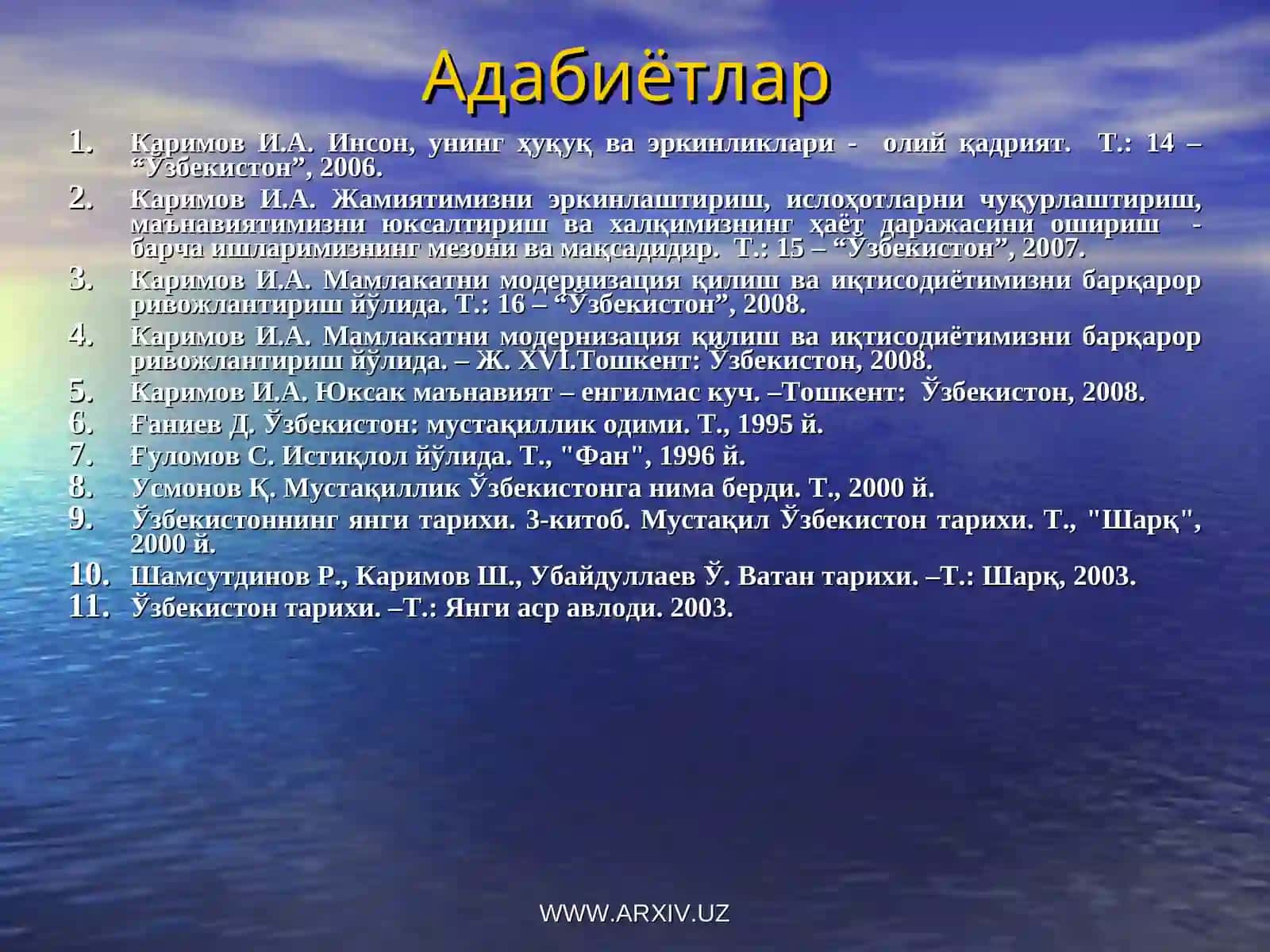 Ўзбекистонинг иқтисодий, маънавийвамаданий тараққиёти 2