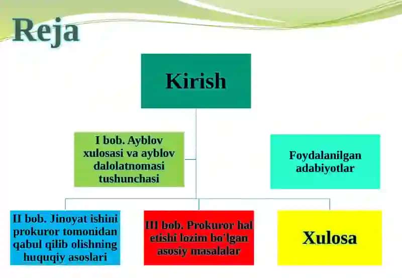AYBLOV XULOSASI YOKI AYBLOV DALOLATNOMASI BILAN KELGAN JINOYAT ISHI YUZASIDAN PROKUROR HAL ETISHI LOZIM BO'LGAN MASALALAR 2