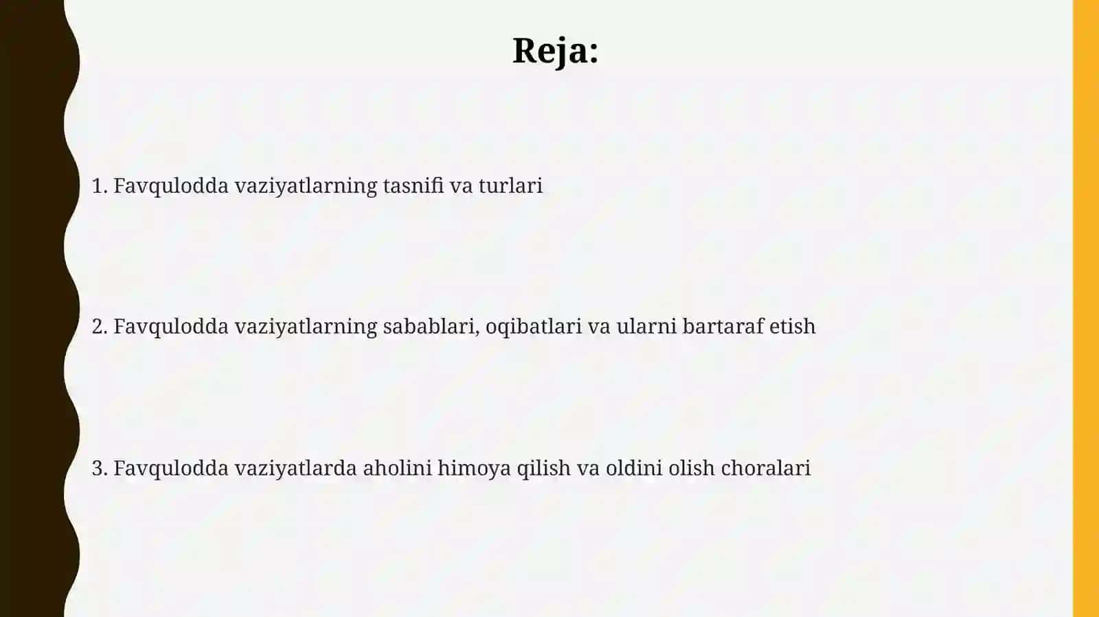 Favqulodda vaziyatlar ularning tasnifi va tavsifi 2