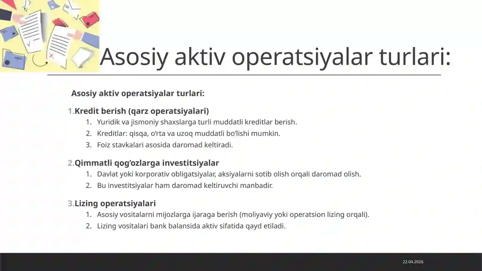 Banking aktiv operatsiyalari 2