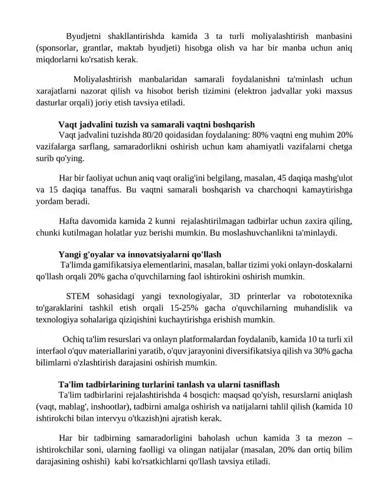 Tarbiyachilarning mashgʻulotdan tashqari tarbiyaviy faoliyatini rejalashtirish 2
