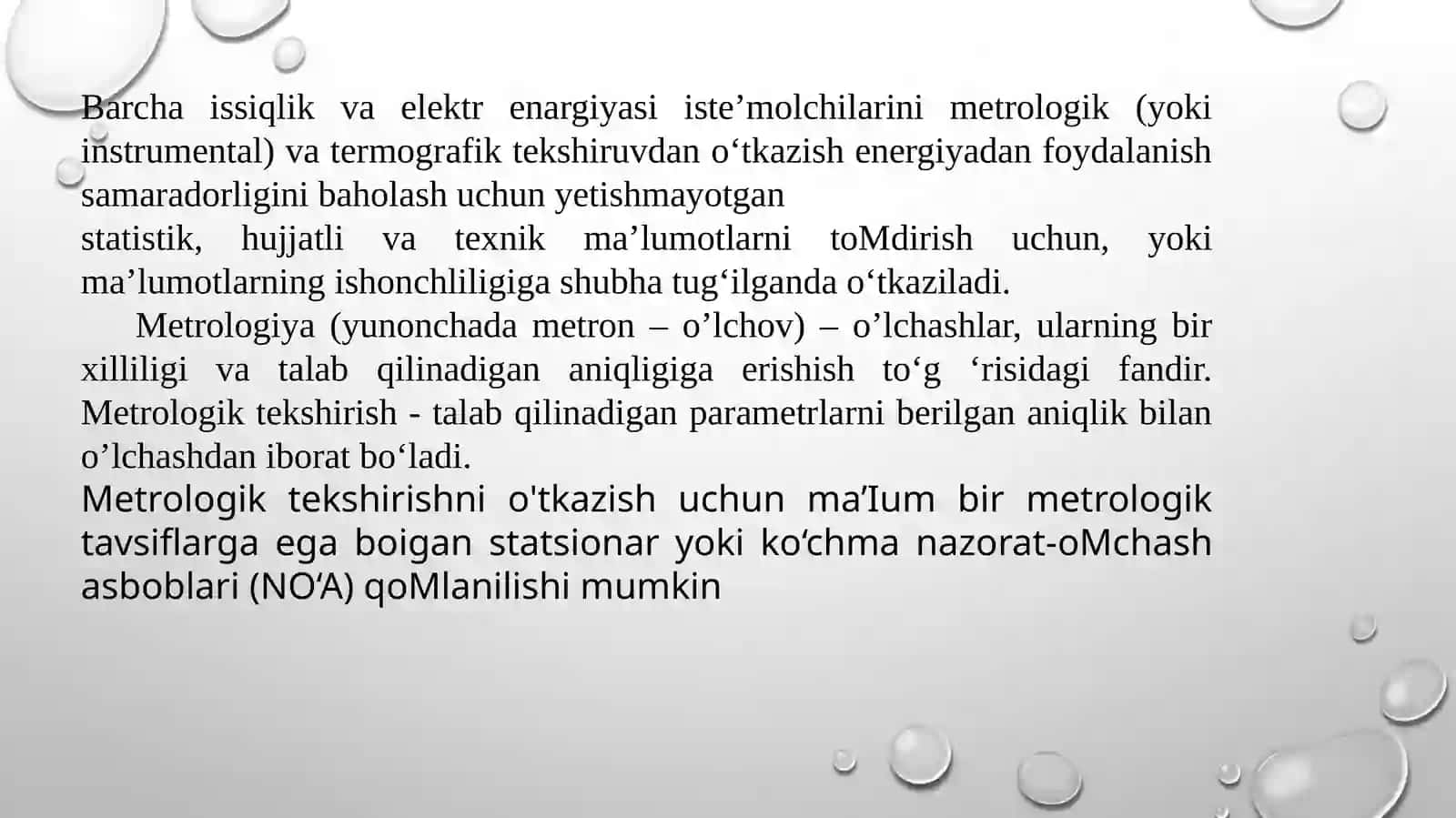 Iste’molchilarni metrologik va termografik tekshiruvdan o‘tkazish 2
