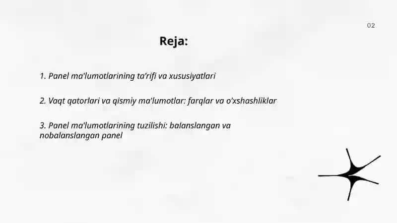 Panel, vaqtli va qismiy ma'lumotlari 2