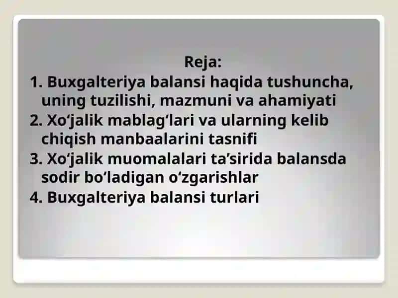 “BASIC ACCOUNTING” FANI 2-mavzu:Buxgalteriyabalansi 2