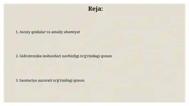 Gidrotexnika inshoatlarini xafsizligi to‘g‘risidagagi qonuni 2