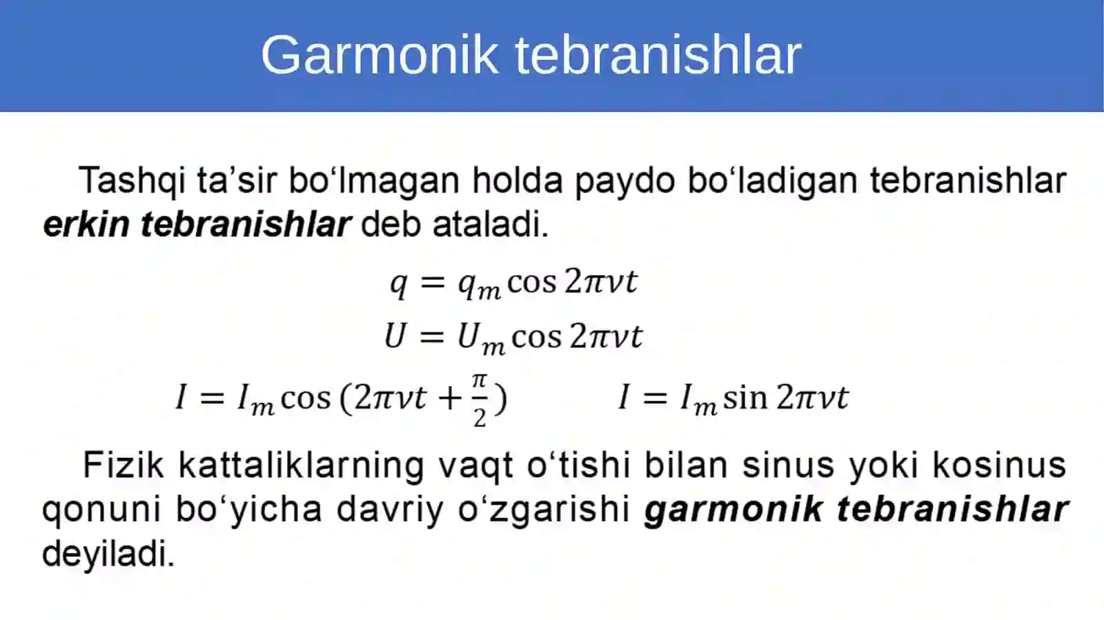Vaqto‘tishi bilan tebranishlarning amplitudasini kamaytirish 2