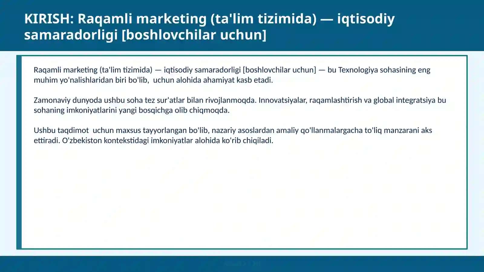 Raqamli marketing (ta'lim tizimida) — iqtisodiy samaradorligi [boshlovchilar uchun] 2