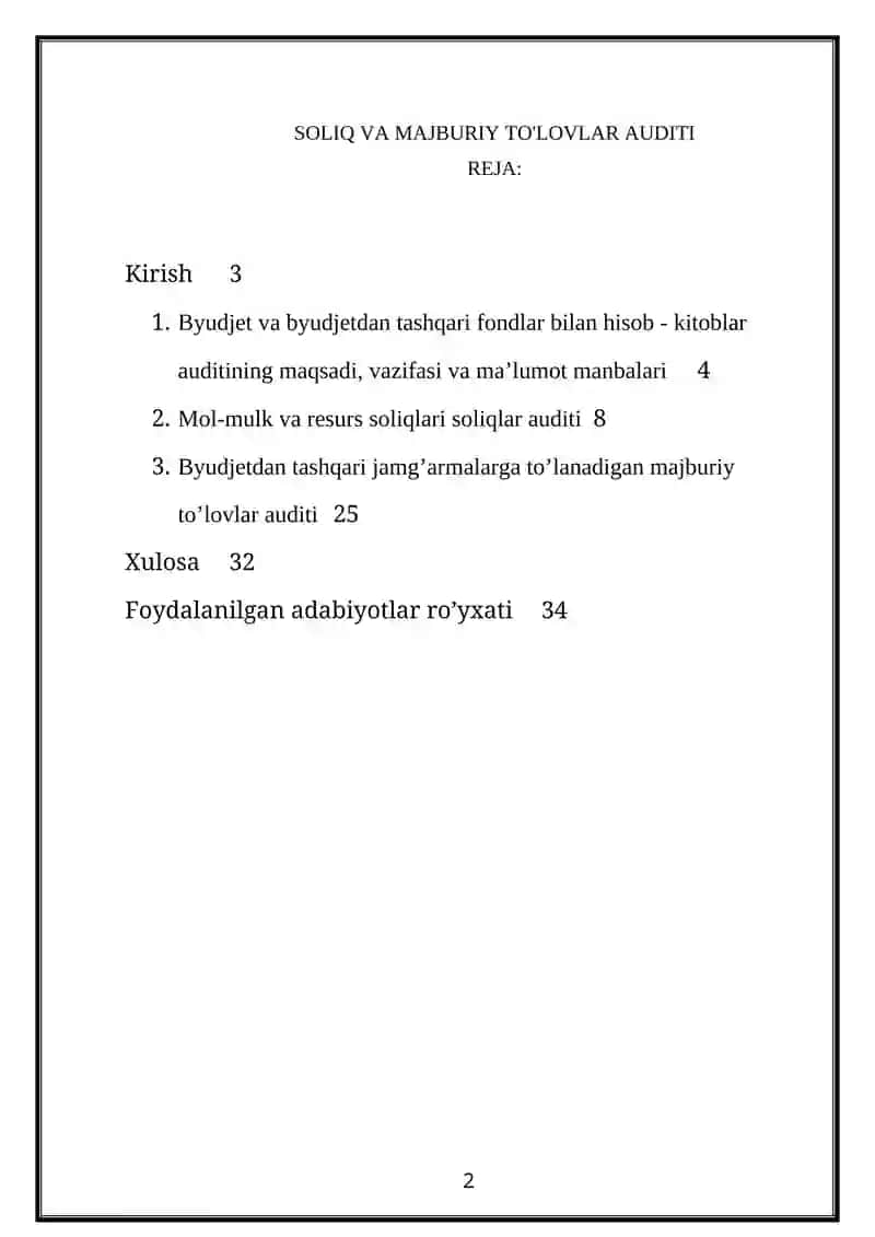 SOLIQ VA MAJBURIY TO'LOVLAR AUDITI 2
