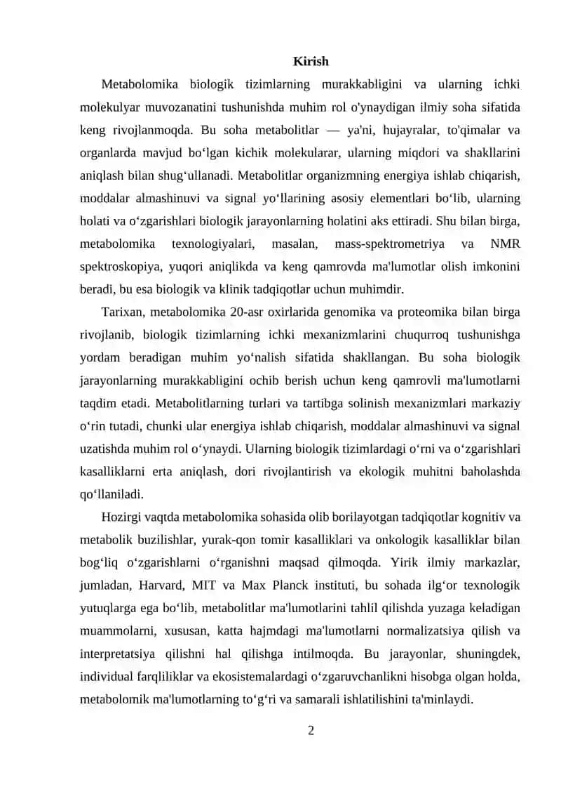 Metabolomika 2