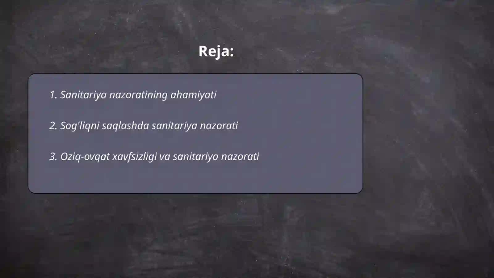Sanitariya nazoratini tashkil qilish 2