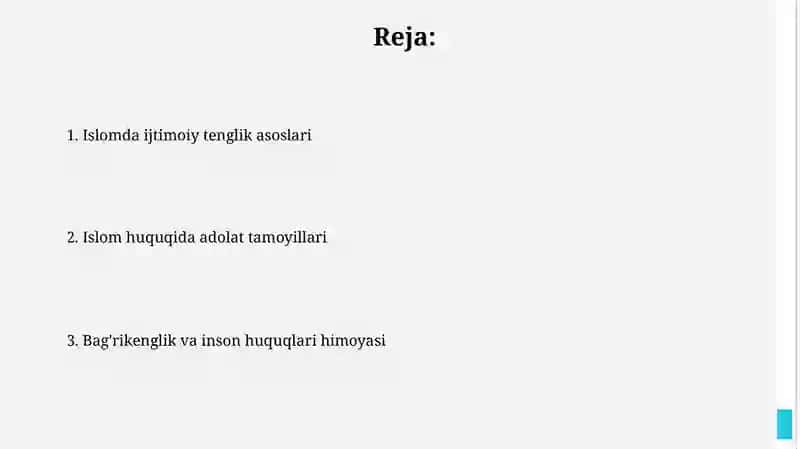 Islomda inson xuquqlari ximoyasi ijtimoiy tenglik adolat va tolerantlik 2