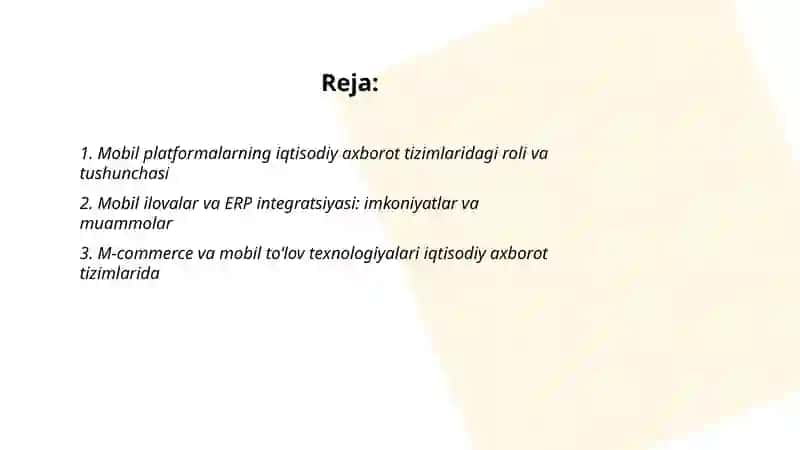 iqtisodiy axborot tizimlarida mobil platformalar texnologiyasining o'rni va ahamiyati 2