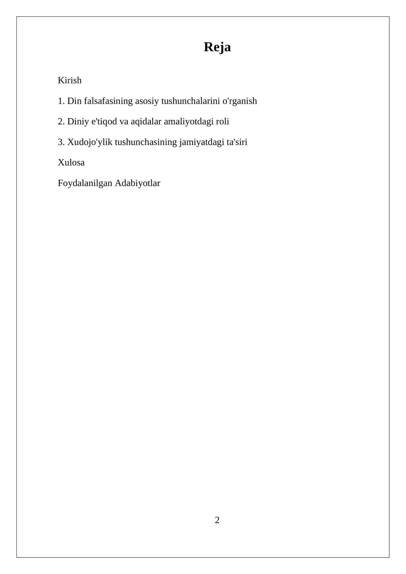 Dinshunoslik fanidan 2