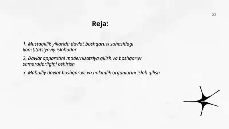 Mustaqillik yillarida davlat boshqaruvi tizimida amalga oshirilgan islohotlar 2