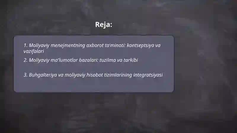 Moliyaviy menejmentning axborot ta'minot bazasi 2