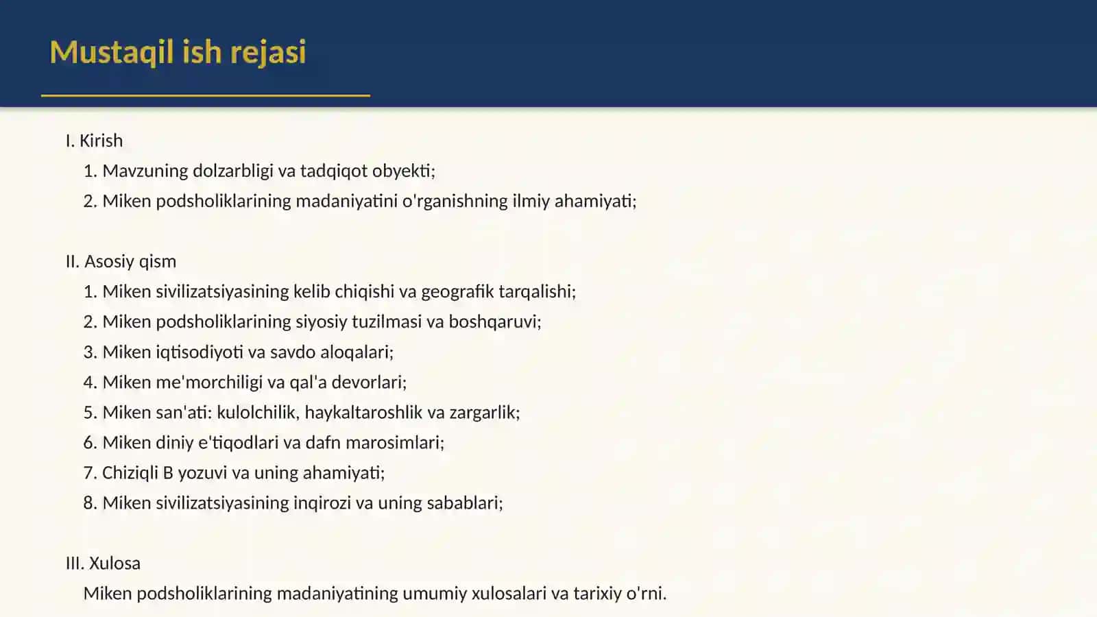 Miken podsholiklarining madaniyati 2