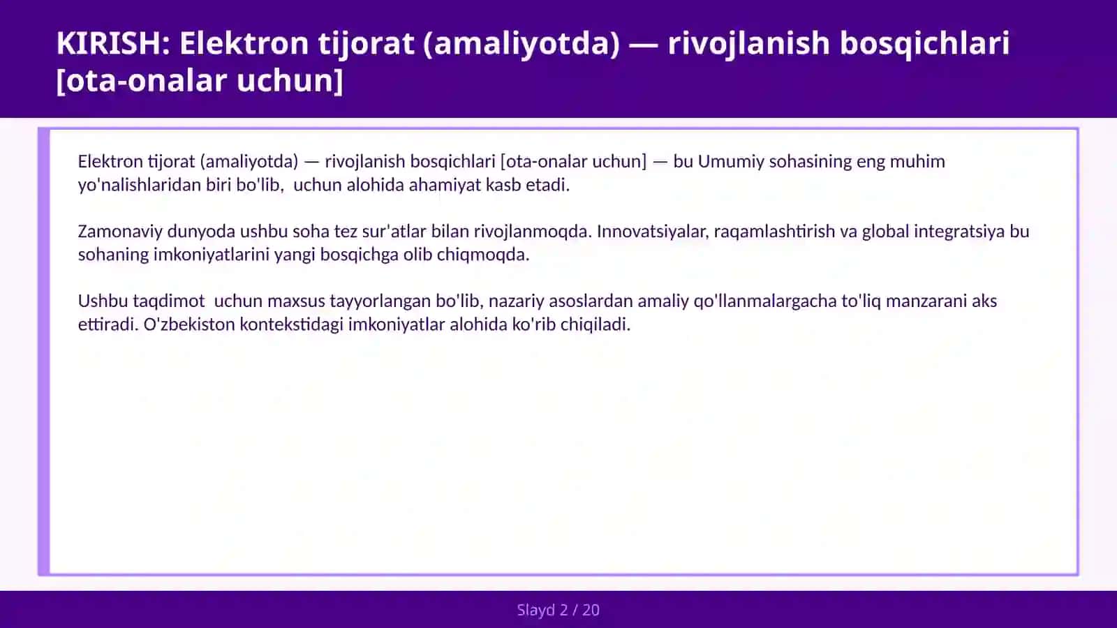 Elektron tijorat (amaliyotda) — rivojlanish bosqichlari [ota-onalar uchun] 2