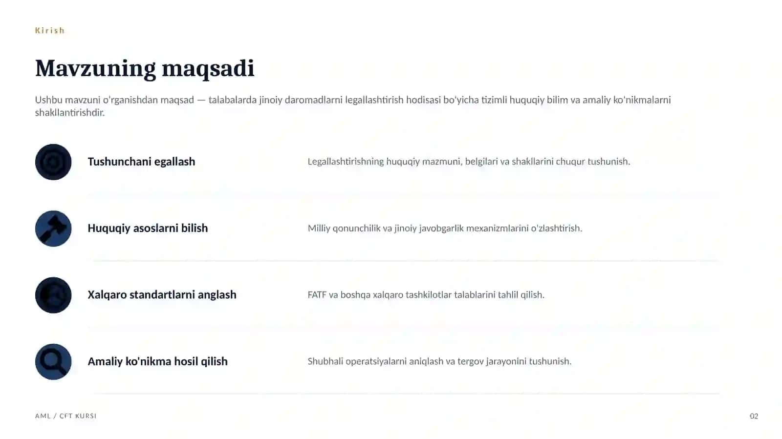 AML / CFT ASOSLARI KURSI 2