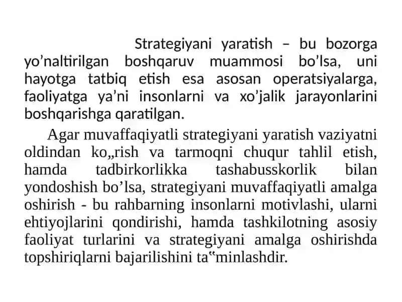 Strategiya yaratish 2