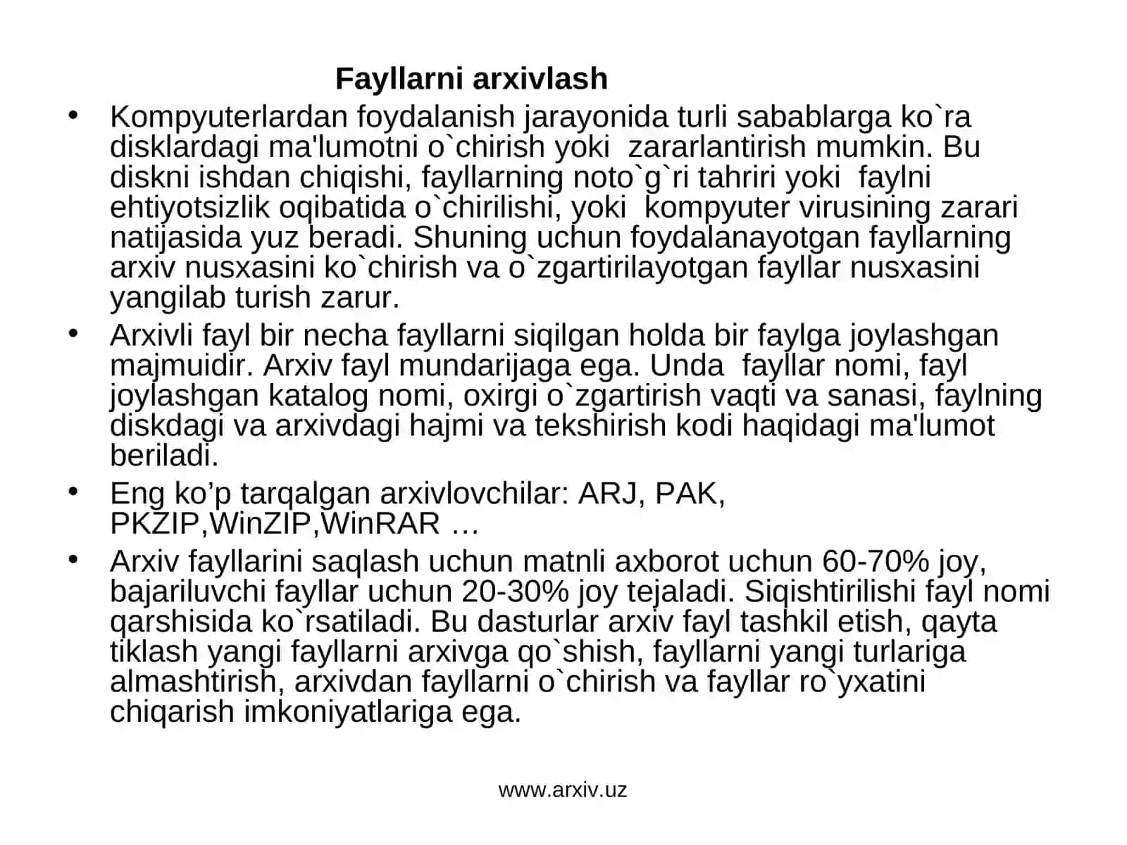 Fayllarni arxivlash 2