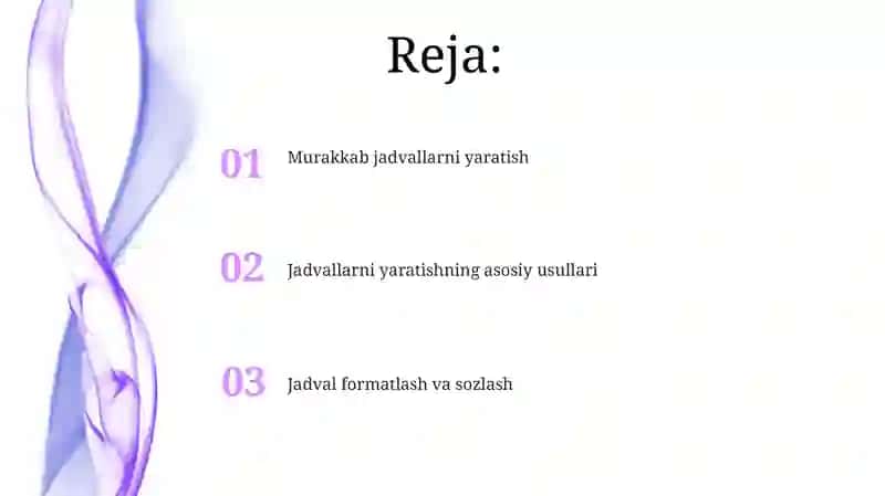 Google Sheets da jadvallar yaratish 2