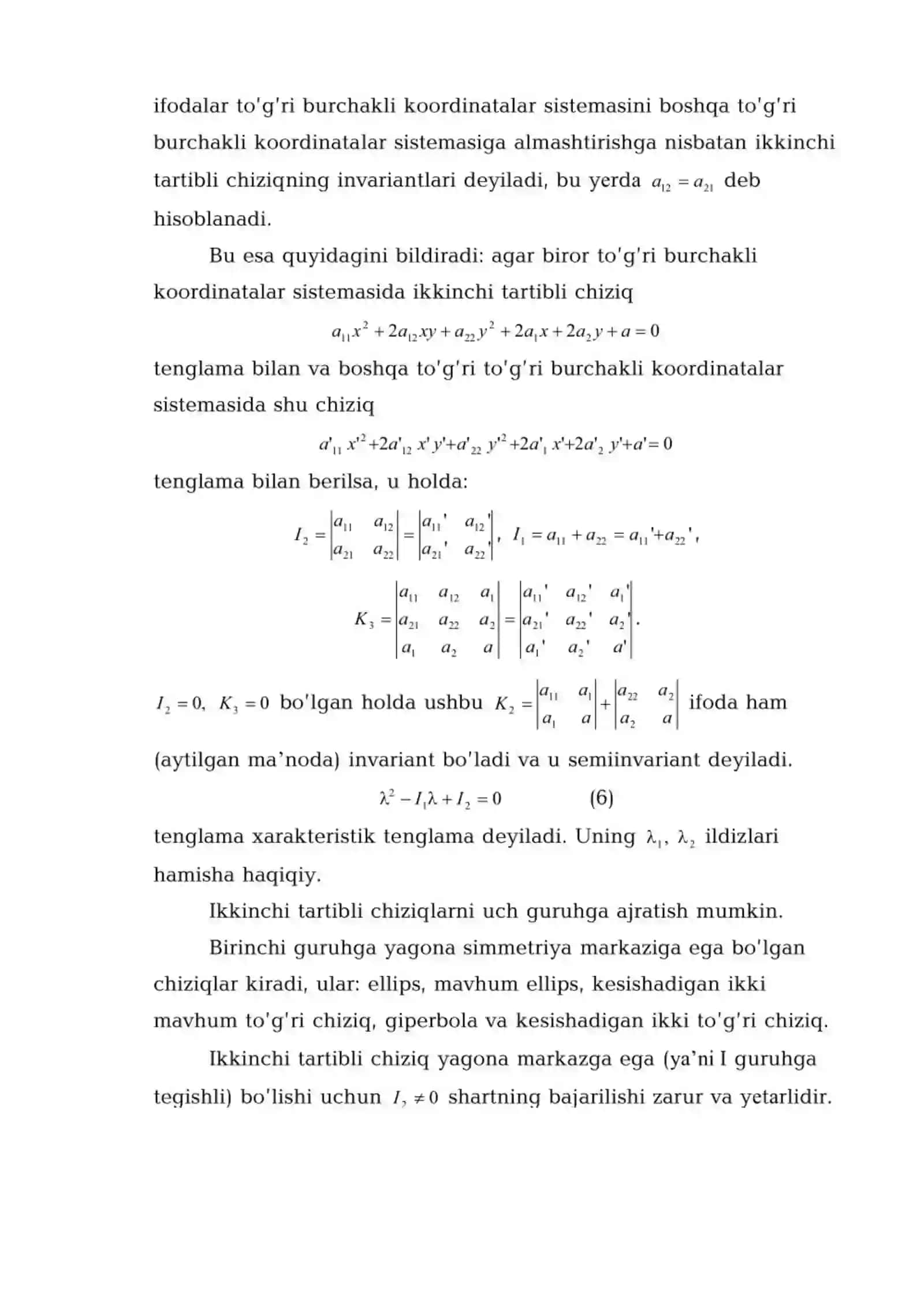 Ikkinchi tartibli chiziqlarning diametrlari 2