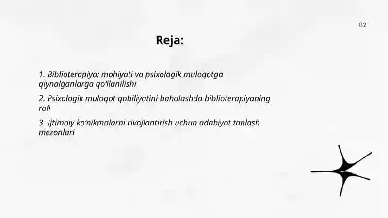 Biblioterapiya psixologik muloqotga qiynalganlar uchun 2