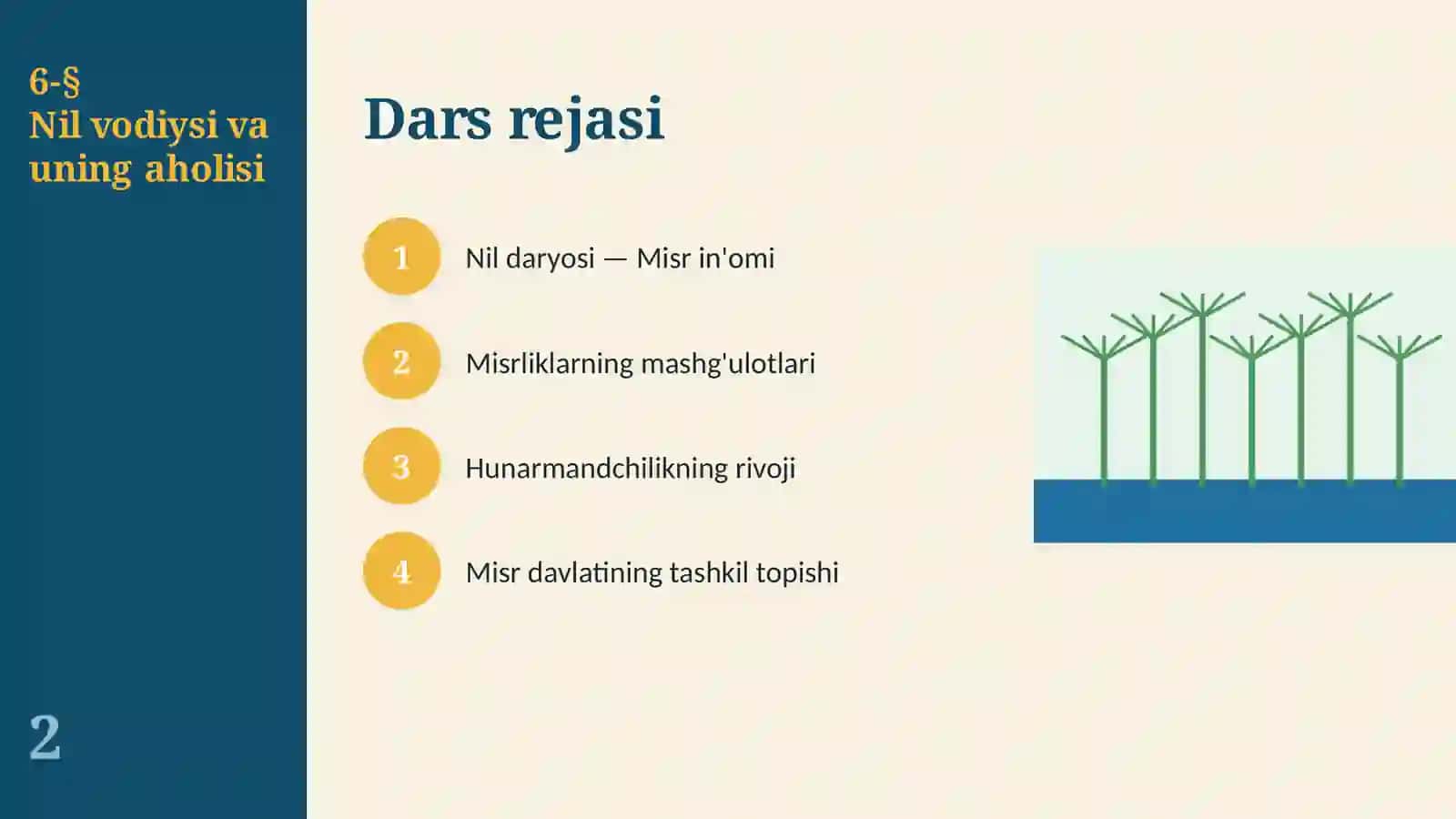 Nil vodiysi va uning aholisi: Misr davlatining tashkil topishi (6-§, 6-sinf, 13 slayd) 2