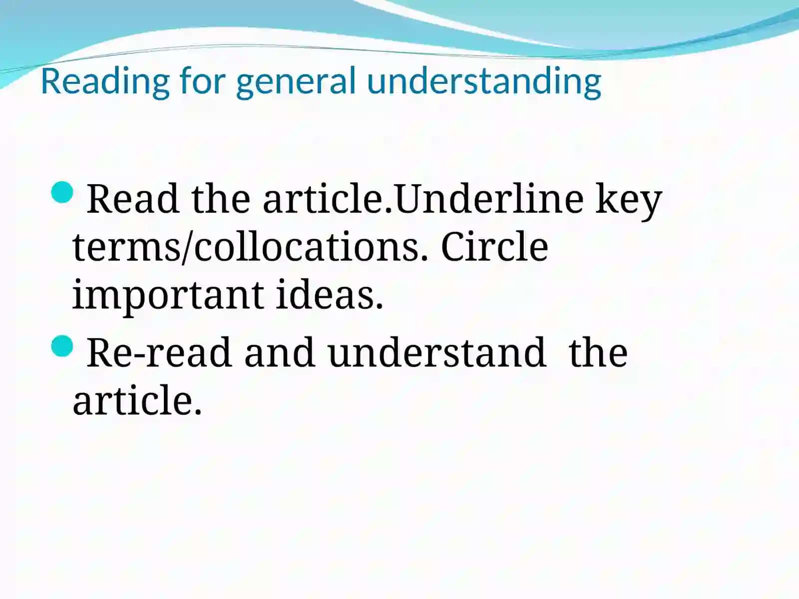 Reading for general understanding 2