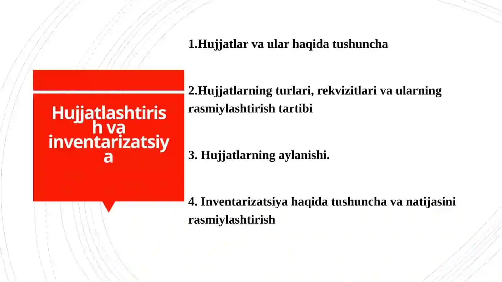 Hujjatlashtirish va inventarizatsiya 2