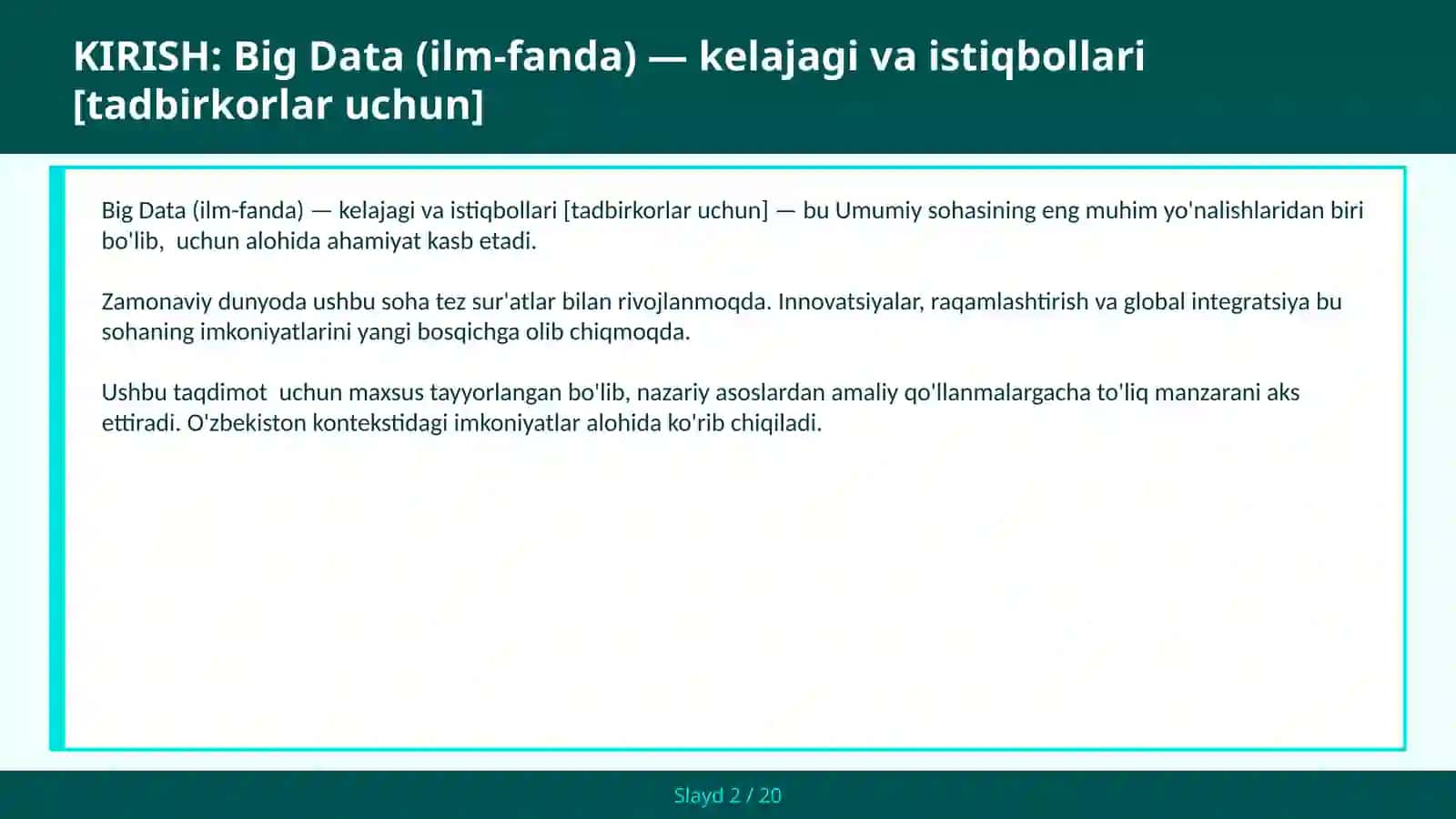 Big Data (Ilm-Fanda) — Kelajagi va Istiqbollari [Tadbirkorlar uchun] 2