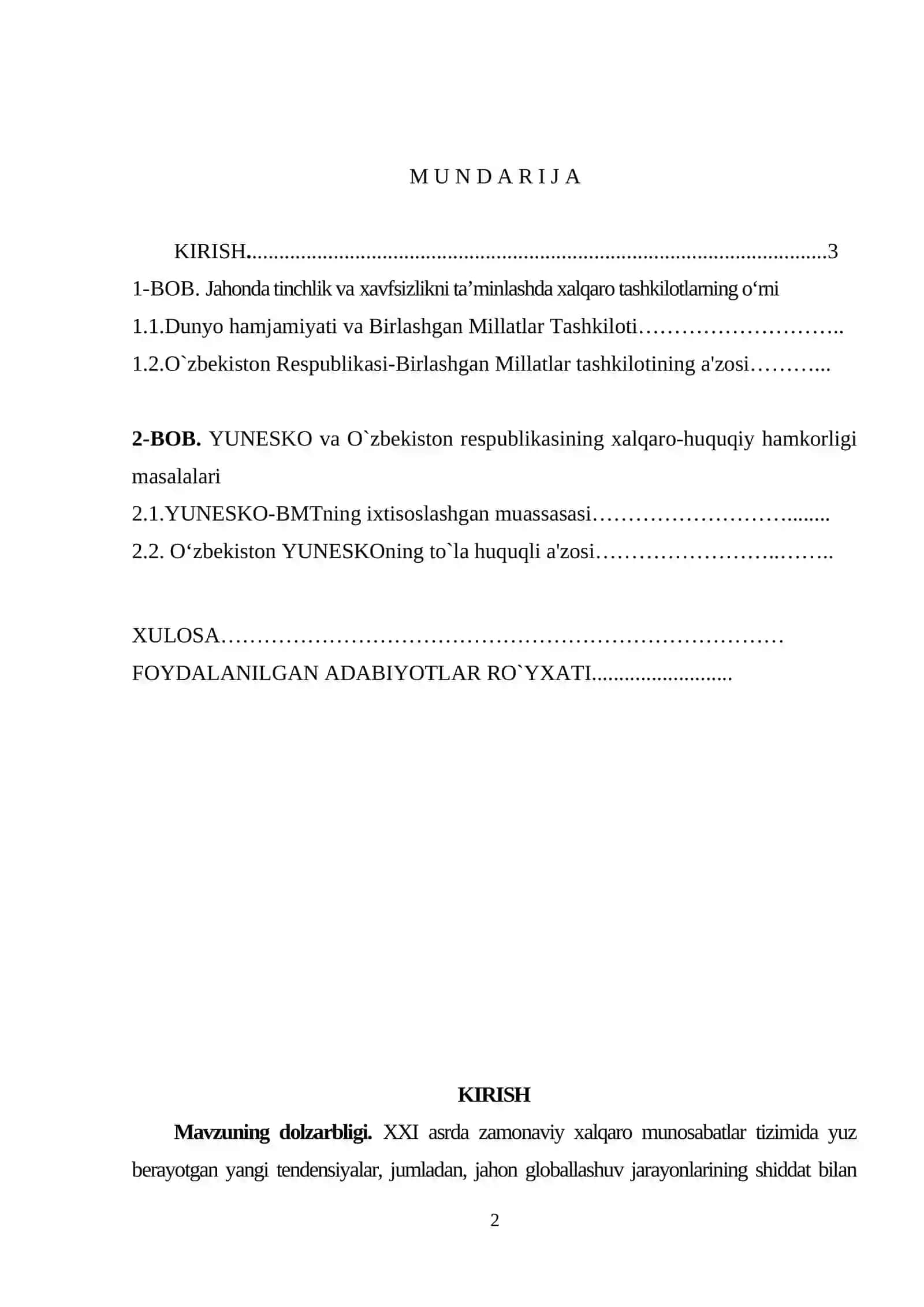 BMT va O‘zbekiston munosabatlari 2