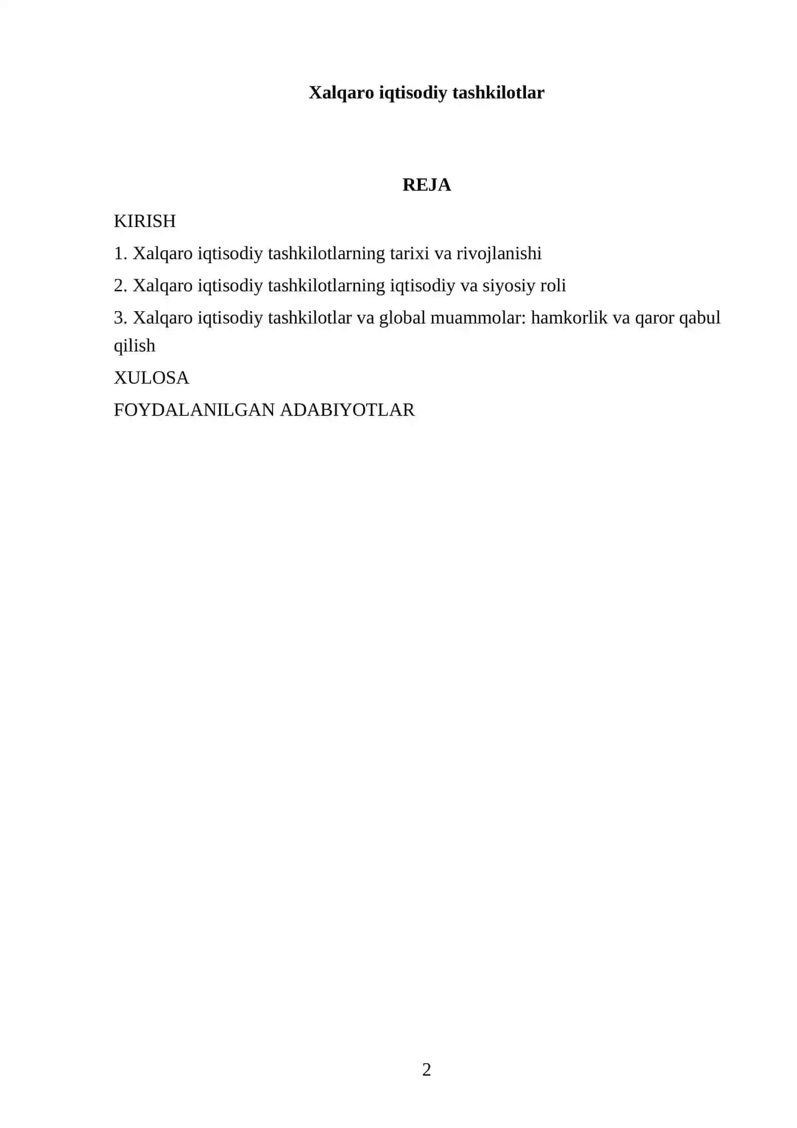 Xalqaro iqtisodiy tashkilotlar 2