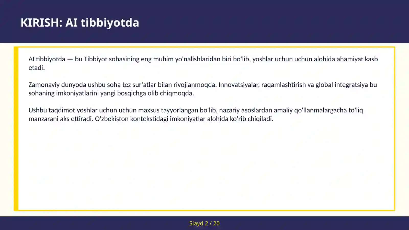 AI TIBBIYOTDA 2