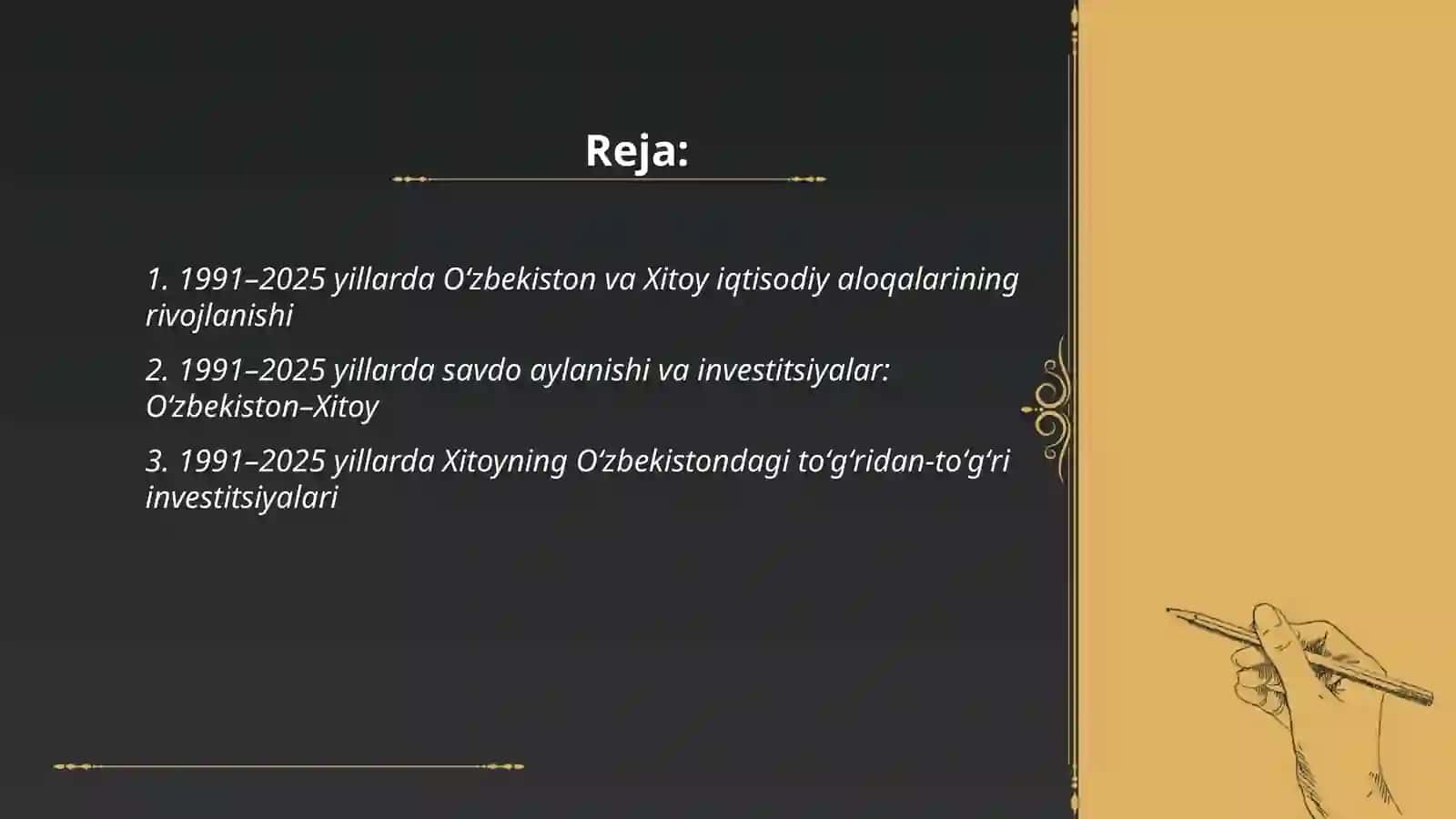 1991 2025 yillarda Oʻzbekiston va Xitoy davlatlari taraqqiyoti 2