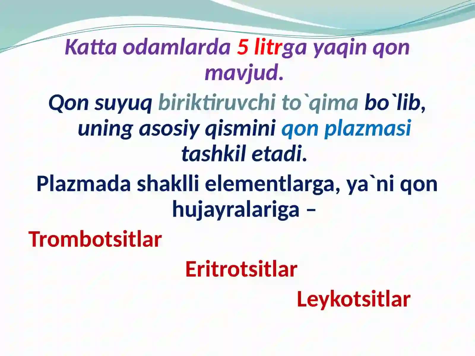 Qonning kimyoviy tarkibi 2