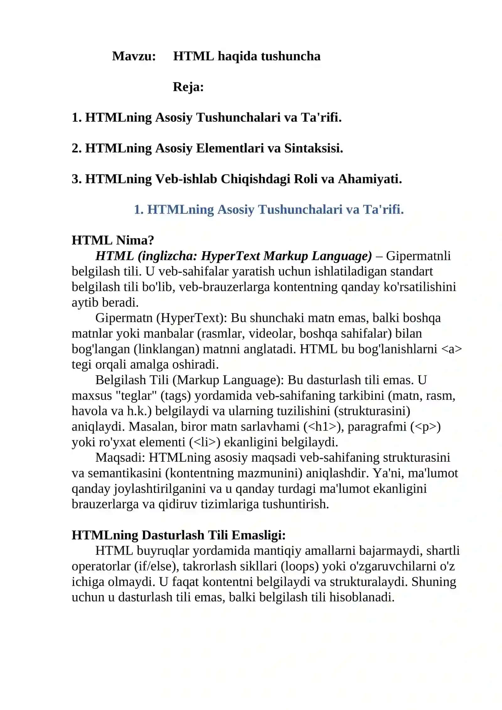 HTML haqida tushuncha 2