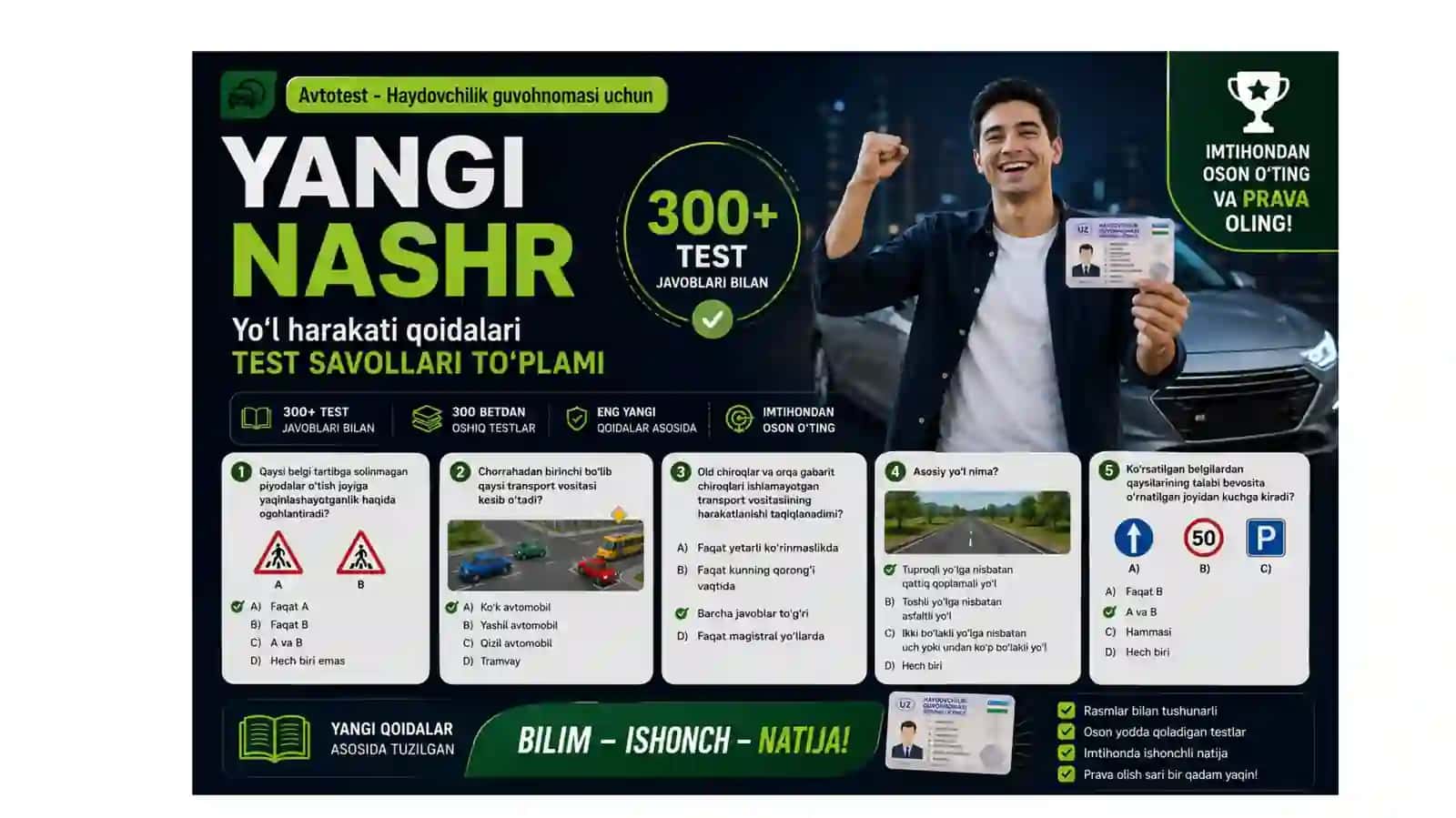Avtotest prava savollar javoblari bilan 2