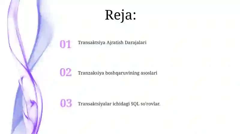 Transaktsiyalarni boshqarishda SQL so'rovlari 2