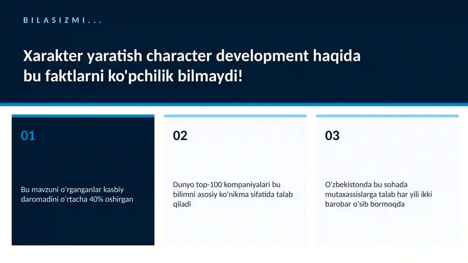 Xarakter yaratish character development 2