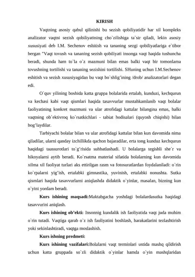 KATTA MAKTAB YOSHIDAGI BOLALARDA VAQTNI XIS QILISHNI RIVOJLANTIRISHNING O'ZIGA XOSLIGI 2