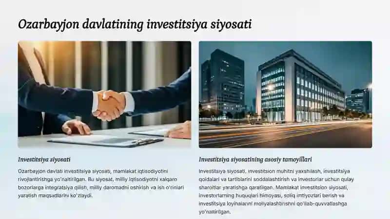 Ozarbayjon davlatining investatsiya tahlili 2