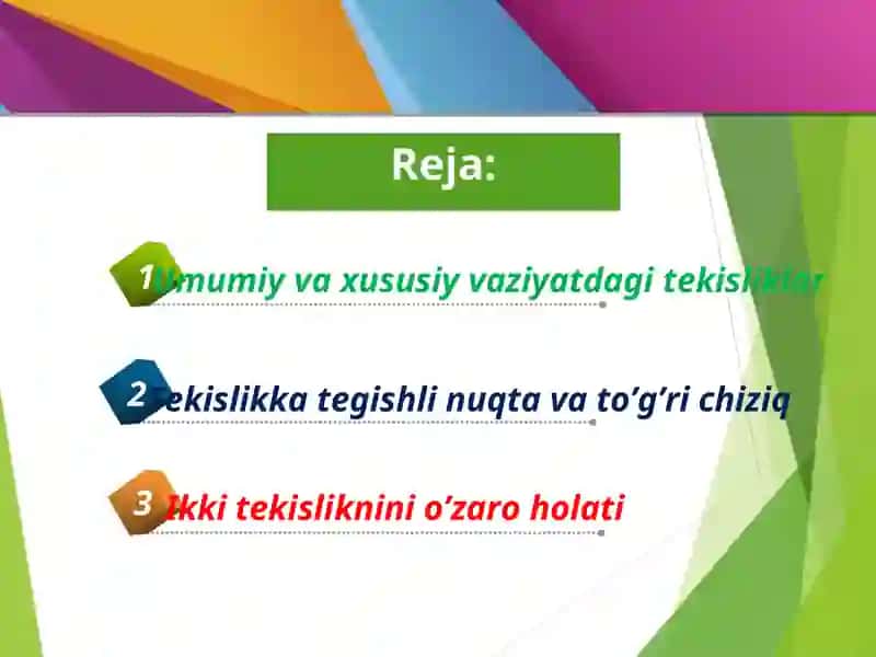 Tekislikning berilishi 2