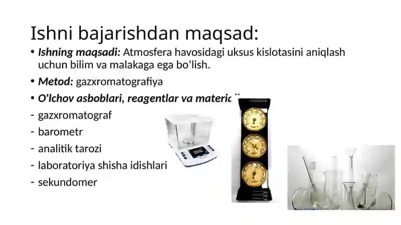 ATMOSFERA HAVOSIDAGI UKSUS KISLOTASINI ANIQLASH 2