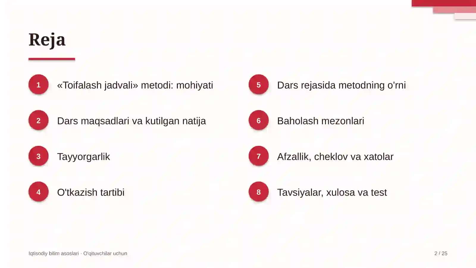 iqtisodiy bilim asoslari darslarida toifalash jadvali metodidan foydalanish 7323 2