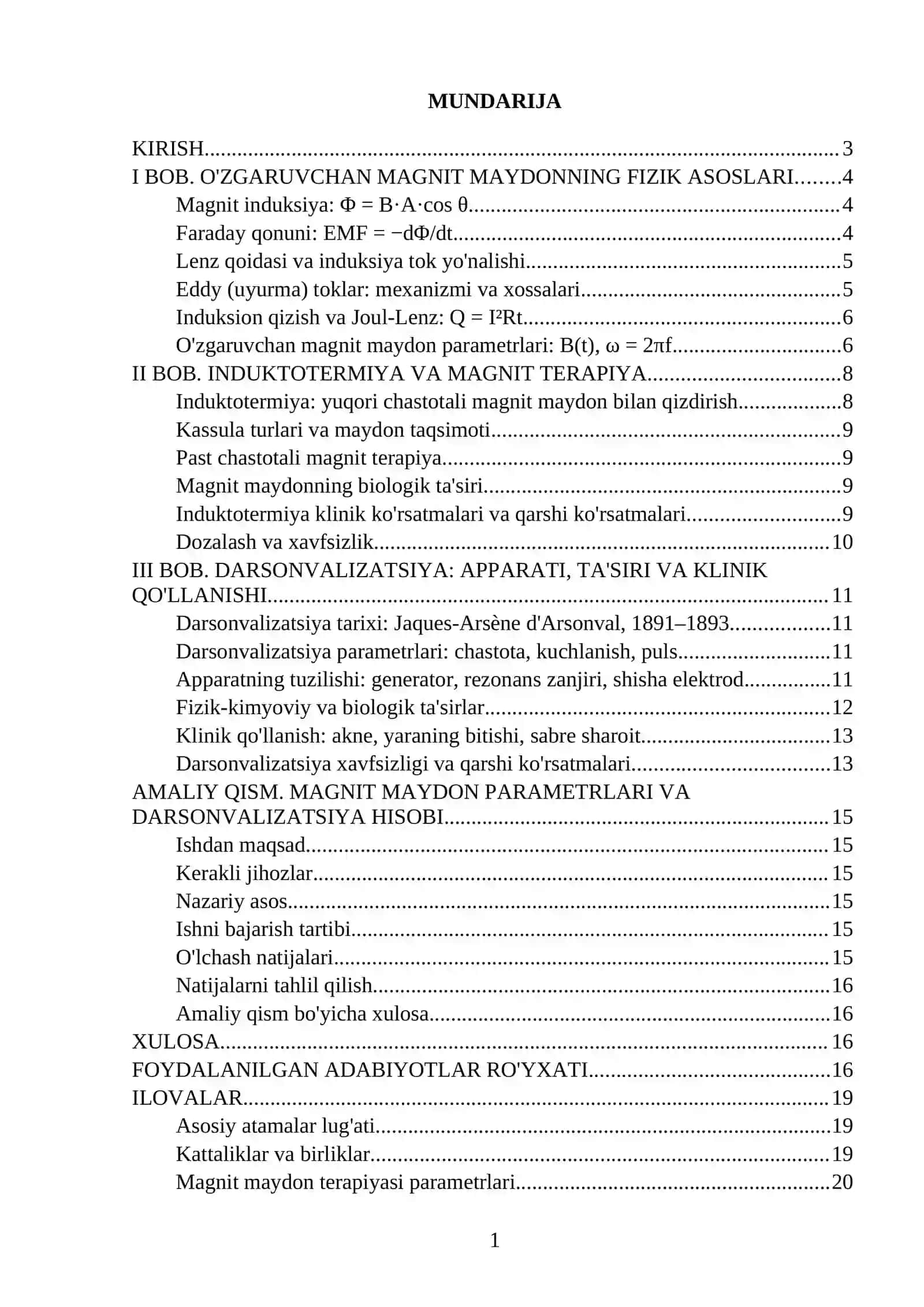 ORGANIZMGA O'ZGARUVCHAN MAGNIT MAYDON BILAN TA'SIR ETISH. DARSONVALIZATSIYA 2