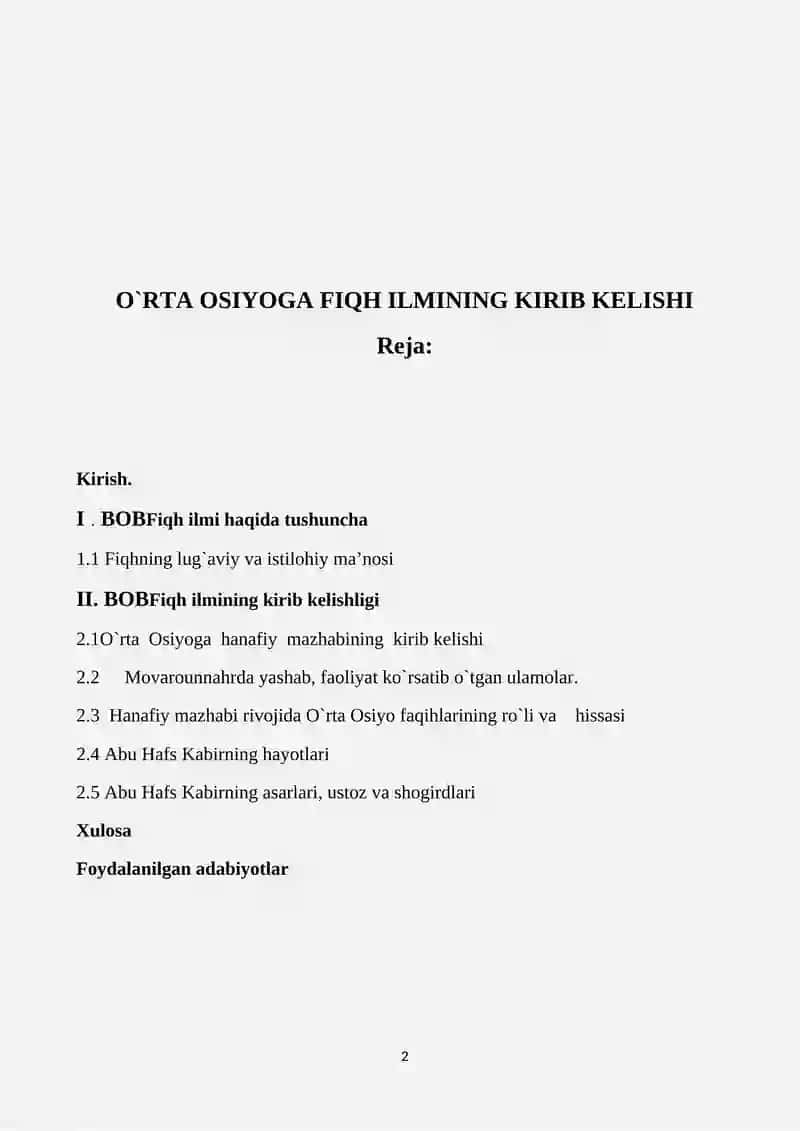 O`RTA OSIYOGA FIQH ILMINING KIRIB KELISHI 2