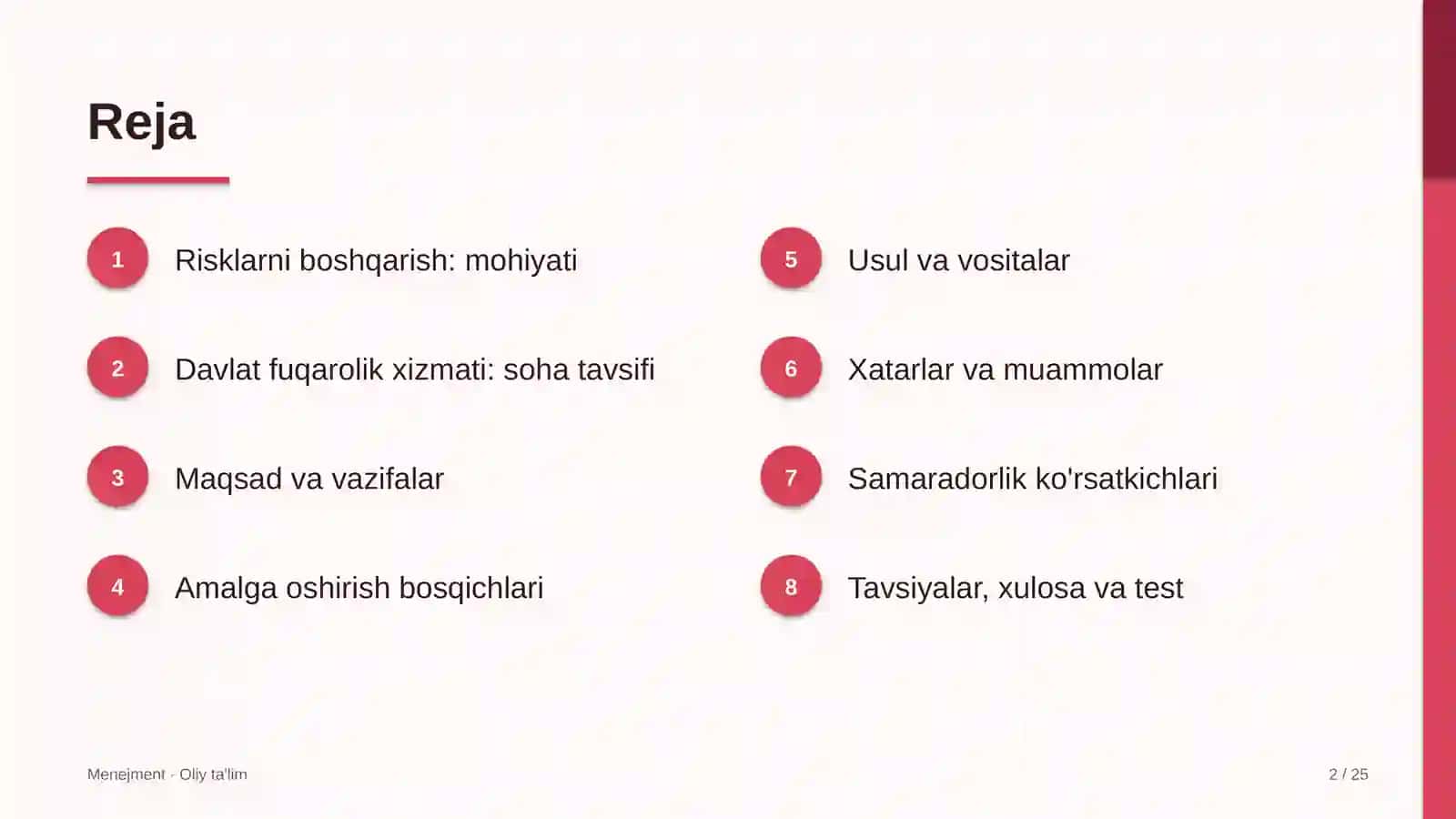 Davlat fuqarolik xizmatida risklarni boshqarish 2